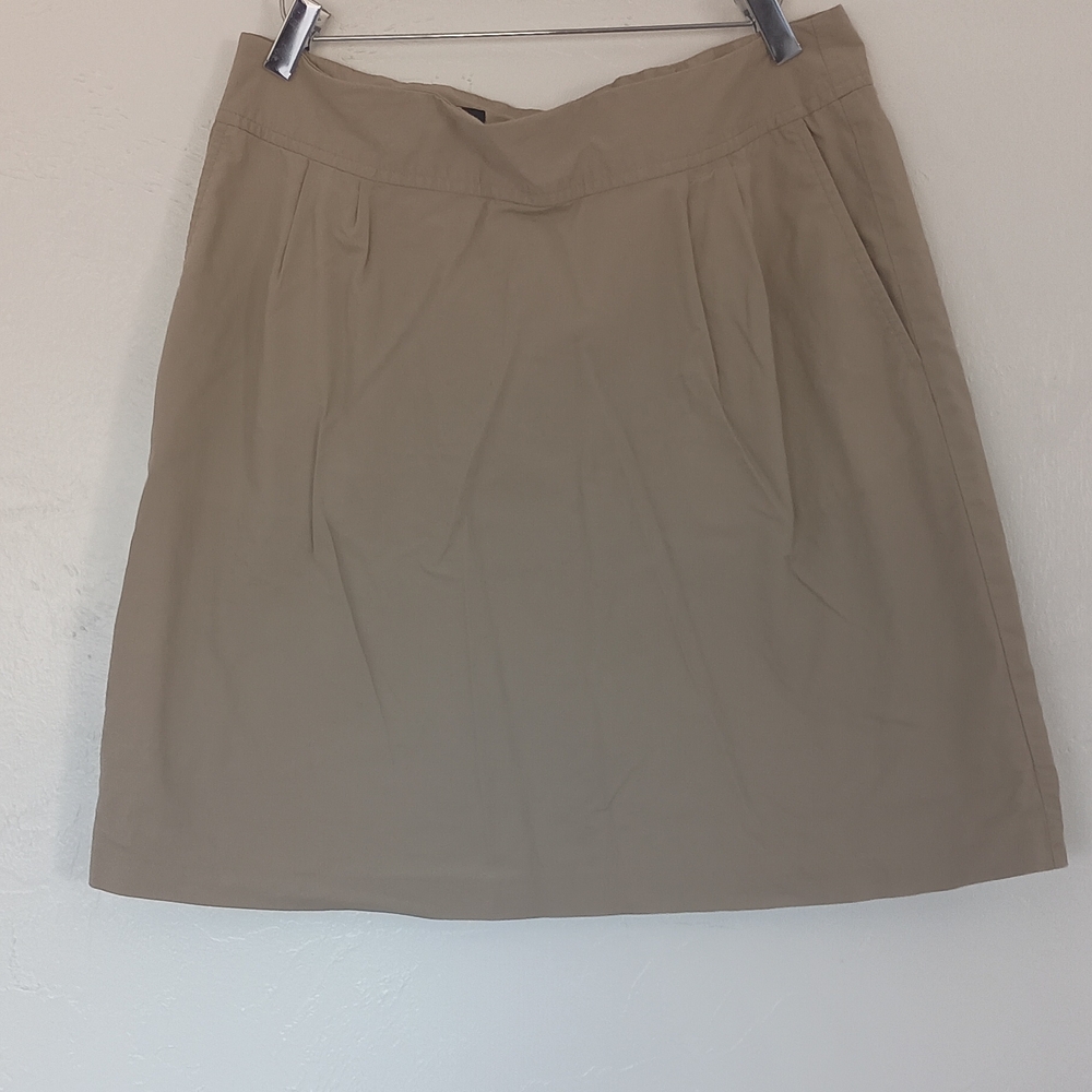 Lands' End 100% Cotton A-Line Skirt Pockets Lined